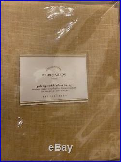 S4 Pottery Barn Emery Blackout Drapes 50x84 Linen Cotton 3-in-1 Pole Top Wheat