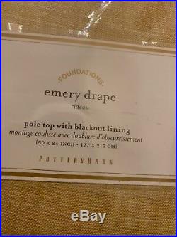 S4 Pottery Barn Emery Blackout Drapes 50x84 Linen Cotton 3-in-1 Pole Top Wheat