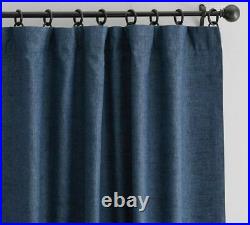 SET/2 NEW Pottery Barn Emery Linen Blackout Curtains Drapes 108 Midnight Denim