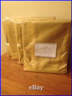 Set/4 Pottery Barn Foundations Gold Wheat Lined Silk Dupione Drapes Curtains 96