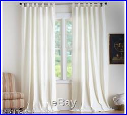 SET/4 Pottery Barn TEXTURED COTTON TAB-TOP DRAPES CURTAINS 50 X 108, IVORY, NEW