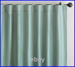 SET of 2 New Pottery Barn Linen Silk Blend Curtains Drapes Panels 108 Blue Dawn