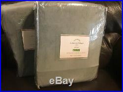 S/2 (2) Pottery Barn Velvet Twill Drapes Curtains Chateau Blue 50x108 NEW