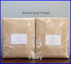 S/2 NEW Pottery Barn EMERY LINEN COTTON CURTAINS Drapes Panels 50x84 WHEAT lined