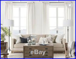 S/2 NEW Pottery Barn EMERY White LINEN COTTON CURTAINS Drapes Panels 50 x 96