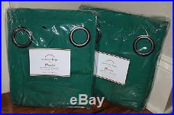 S/2 NWT Pottery Barn Sunbrella solid grommet outdoor drapes 50x84 emerald green