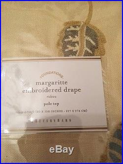 S/2 New Pottery Barn Margaritte Embroidered Drapes 50x108 multicolor