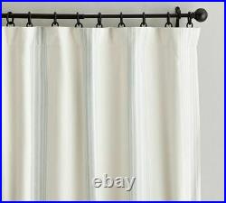 S/2 New Pottery Barn Riviera Striped Blackout Curtains 50 x 108 Porcelain Blue