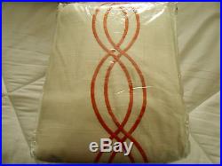 S/2 Pottery Barn Embroidered Blackout Orange Drapes 3-in-1 Pole Top 50 X 108