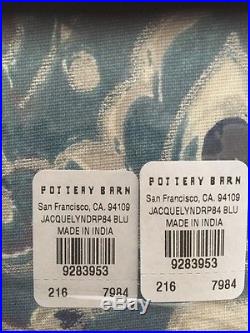 S/2 POTTERY BARN JACQUELYN MEDALLION POLE TOP 3-in-1 DRAPES Blue 50x84 NWT