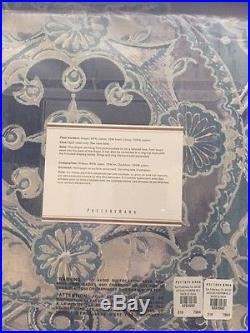 S/2 POTTERY BARN JACQUELYN MEDALLION POLE TOP 3-in-1 DRAPES Blue 50x96 NWT