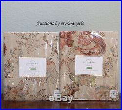 S/2 Pottery Barn GRACE PRINT FLORAL Curtains Panels Drapes 50x84 vintage muted