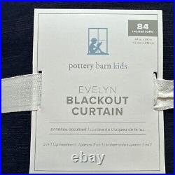 S/2 Pottery Barn Kids NAVY Evelyn Linen BLACKOUT Panels Drapes Curtains 44x84