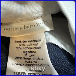 S/2 Pottery Barn Kids NAVY Evelyn Linen BLACKOUT Panels Drapes Curtains 44x84