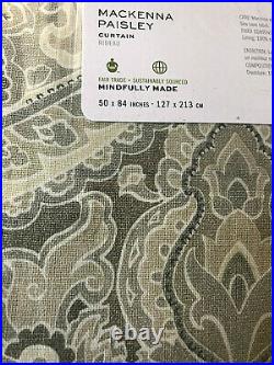 S/2 Pottery Barn MACKENNA PAISLEY 3-in-1 Pole Top Curtain Panel TAUPE 50 x 84