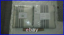 S/2 Pottery Barn RIVIERA STRIPED Linen/Cotton Blackout Curtains 84 CHARCOAL NEW