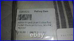 S/2 Pottery Barn RIVIERA STRIPED Linen/Cotton Blackout Curtains 84 CHARCOAL NEW