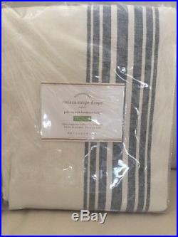 S/2 Pottery Barn Riviera Stripe 50x108 BLACKOUT drapes Navy New With Tags
