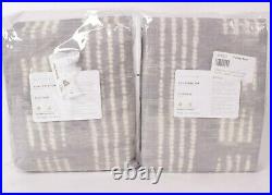 S/2 Pottery Barn Shibori Dot linen cotton rod pocket curtain panels, 50x84, gray