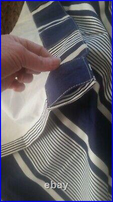 S/2 Pottery barn Jackson ticking stripe 84 drape curtain panel nautical blue