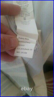 S/2 Pottery barn Riviera stripe 108 drape curtain BLACKOUT porcelain blue