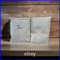 Set/2 Pottery Barn 3-in-1 Pole Top Belgian Flax Linen Curtains 50x96 Ivory