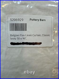 Set/2 Pottery Barn 3-in-1 Pole Top Belgian Flax Linen Curtains 50x 96 IVORY NEW