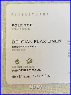 Set/2 Pottery Barn 84Belgian Flax Linen Pole Top Sheer Curtains Ivory Gorgeous