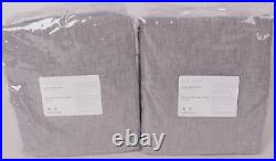 Set/2 Pottery Barn Belgian Flax Linen curtain panels chambray gray 104x96 102