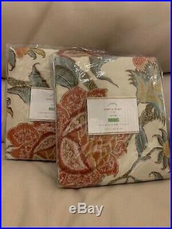 Set /2 Pottery Barn Cynthia Palampore floral 50x108 drapes ivory 2 Pieces! New