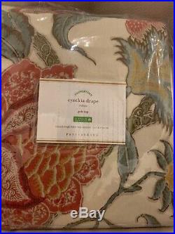 Set /2 Pottery Barn Cynthia Palampore floral 50x108 drapes ivory 2 Pieces! New