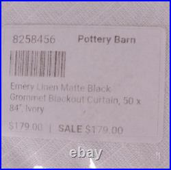 Set/2 Pottery Barn Emery Linen Grommet blackout curtain panels, 50x84, ivory