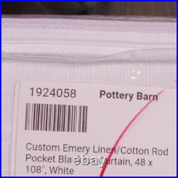 Set/2 Pottery Barn Emery Linen blackout curtain panels, 50x108, white width 48