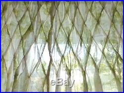 Set Of 2 POTTERY BARN SMOCKED Floral Sage White SEMI-SHEER Curtain Panels