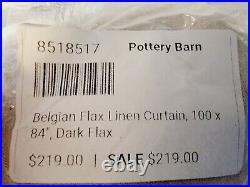 Set Of 2 Pottery Barn Belgian Flax Linen Curtains 100x84 Cotton Lining Dark Flax