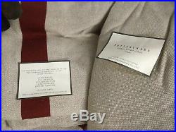 Set Of 2, Pottery Barn Linen Drapes Blackout Lining 100 X 108 FLAX With Stripe