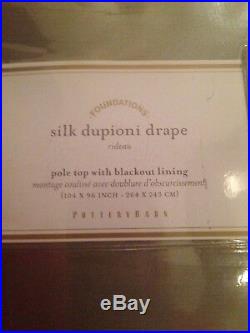 Set Of 2 Pottery Barn Silk Dupioni Brownstone Drapes Blackout Double 104 X 96