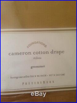 Set Of 4 Pottery Barn Straw Cameron Cotton Grommet Drapes 50 X 96 New
