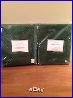 Set Of Two Pottery Barn Blackout Silk Dupioni Emerald Green Drapes 50 X 84