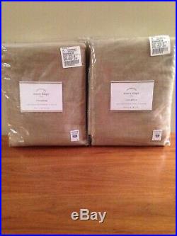 Set Of Two Pottery Barn Walnut Emery Curtains Drapes 3-in-1 Pole Top 50 X 84