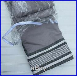 Set of 2 Pottery Barn Kids TAILORED STRIPE BLACKOUT PANELS Grey and White 96
