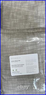 Set of (2) Pottery Barn Seaton Textured BLACKOUT Drape Curtain 50x96 Dark Flax