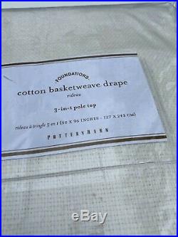 Set of 4 Potter Barn COTTON BASKETWEAVE CURTAINS drapes 96 IVORY SET / FOUR NWT