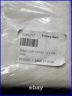 Single Pottery Barn Cotton Velvet Twill Curtain Panel Ivory 108x50 Orig Ret $159