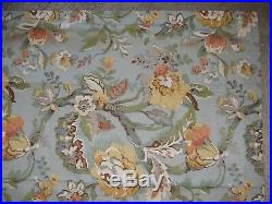 Six (6) Pottery Barn Lined Heavy Panel Curtains Floral Pattern on Light Blue