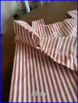 TWO (2) RH Pottery Barn French Country Red Ticking Stripe Panel Curtain Long