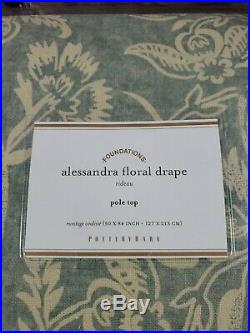 TWO Pottery Barn ALESSANDRA FLORAL Blackout Curtains Drapes 50x84 Pole Top