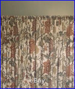 TWO Pottery Barn Cynthia Palampore Ivory-Red Floral Window Drapes/Curtains 50x96