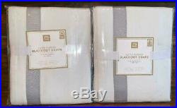 TWO Pottery Barn PB Teen Suite Ribbon Blackout Curtain Drapes, 50 x 96, Gray