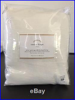 Two NEW Pottery Barn Emery Linen BLACKOUT drapes DOUBLE WIDTH 100x84 WHITE